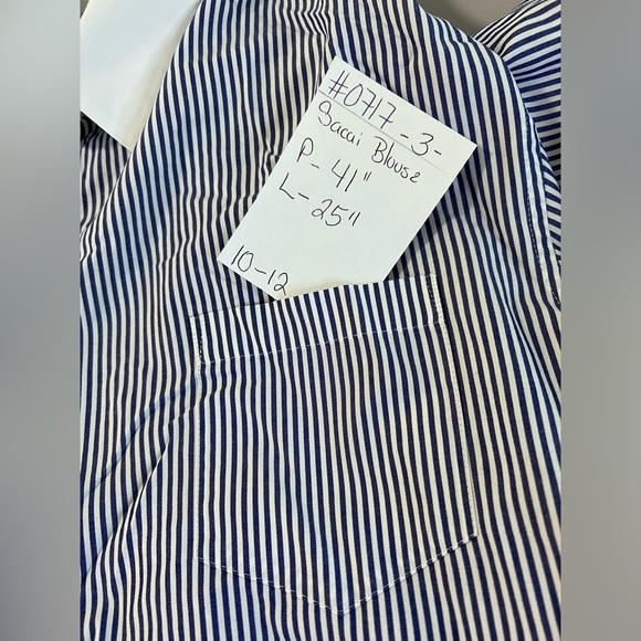 Sacai Blue & White Striped Pleated Back Button Down Long Sleeve Shirt 3‎ / M - Picture 10 of 10